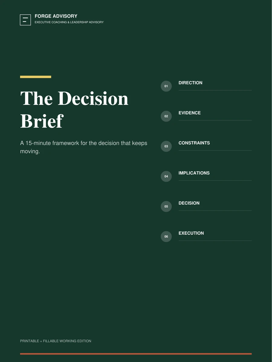 Cover of The Decision Brief by Forge Advisory